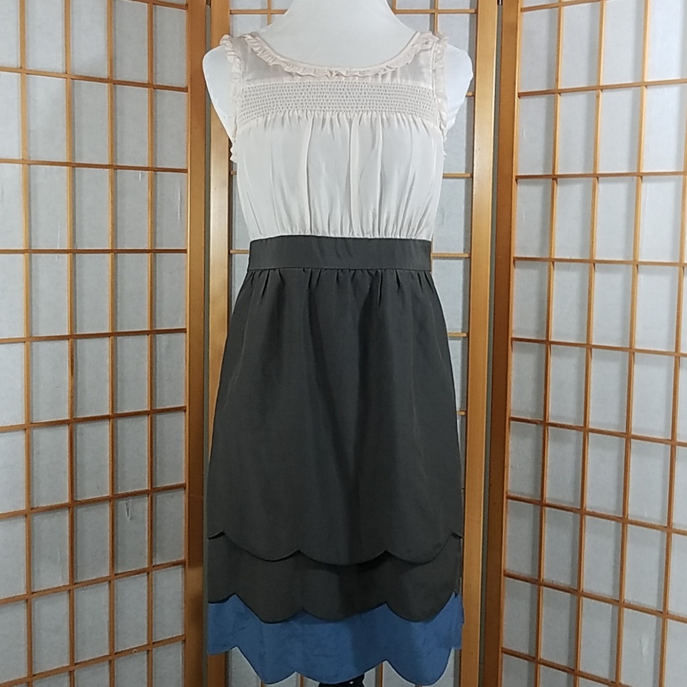 Anthropologie Maeve silk tiered scallop hem dress - Picture 4 of 8
